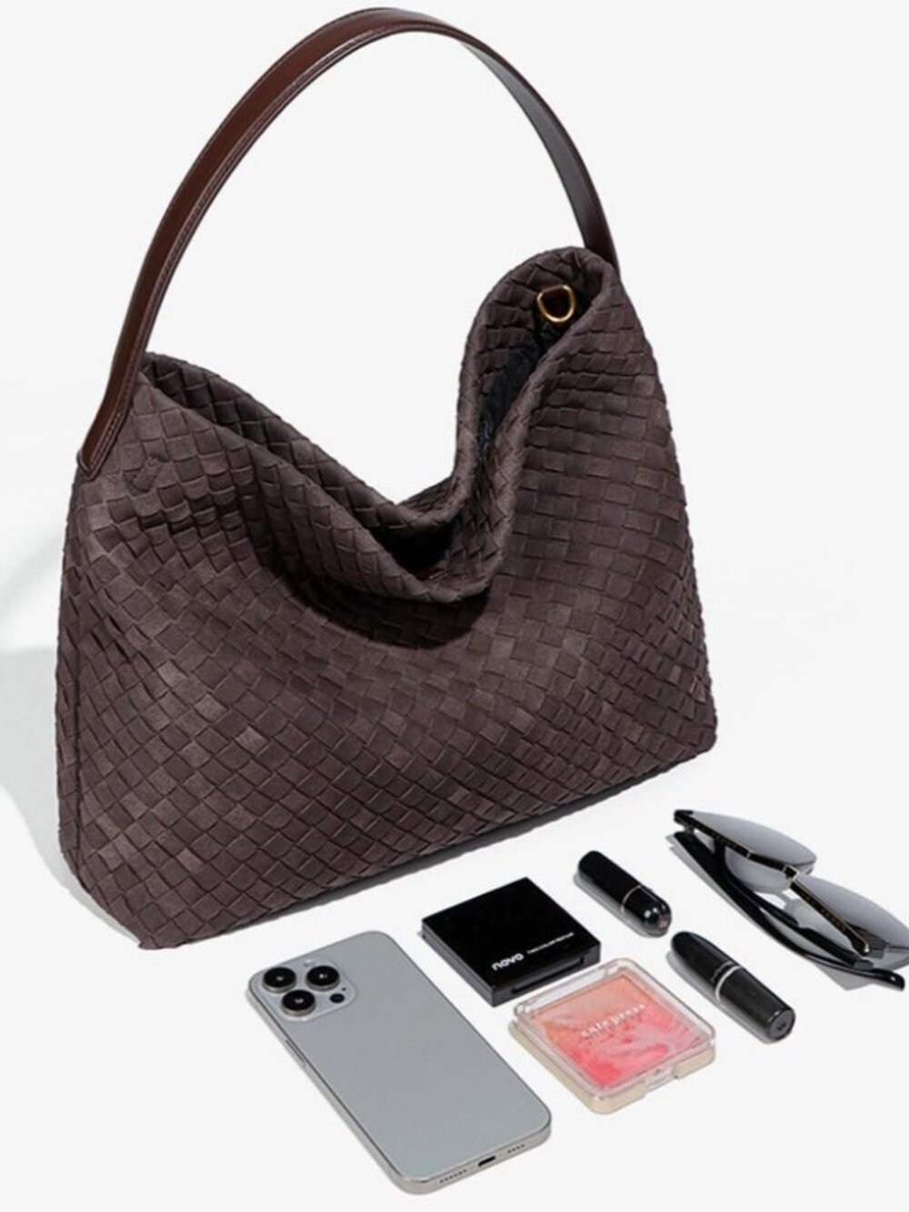 Woven Bags Women Slouchy Woven Suede Tote Bag Trendy Suede Hobo Purse Vintage Sa - Picture 4 of 7